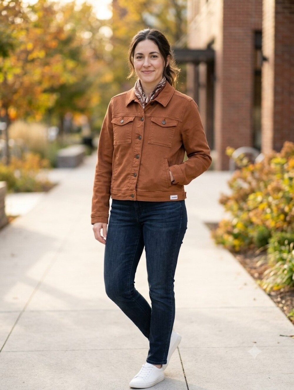Sonoma Goods for LifeRust Brown Jacket Cropped Denim Style Jacket